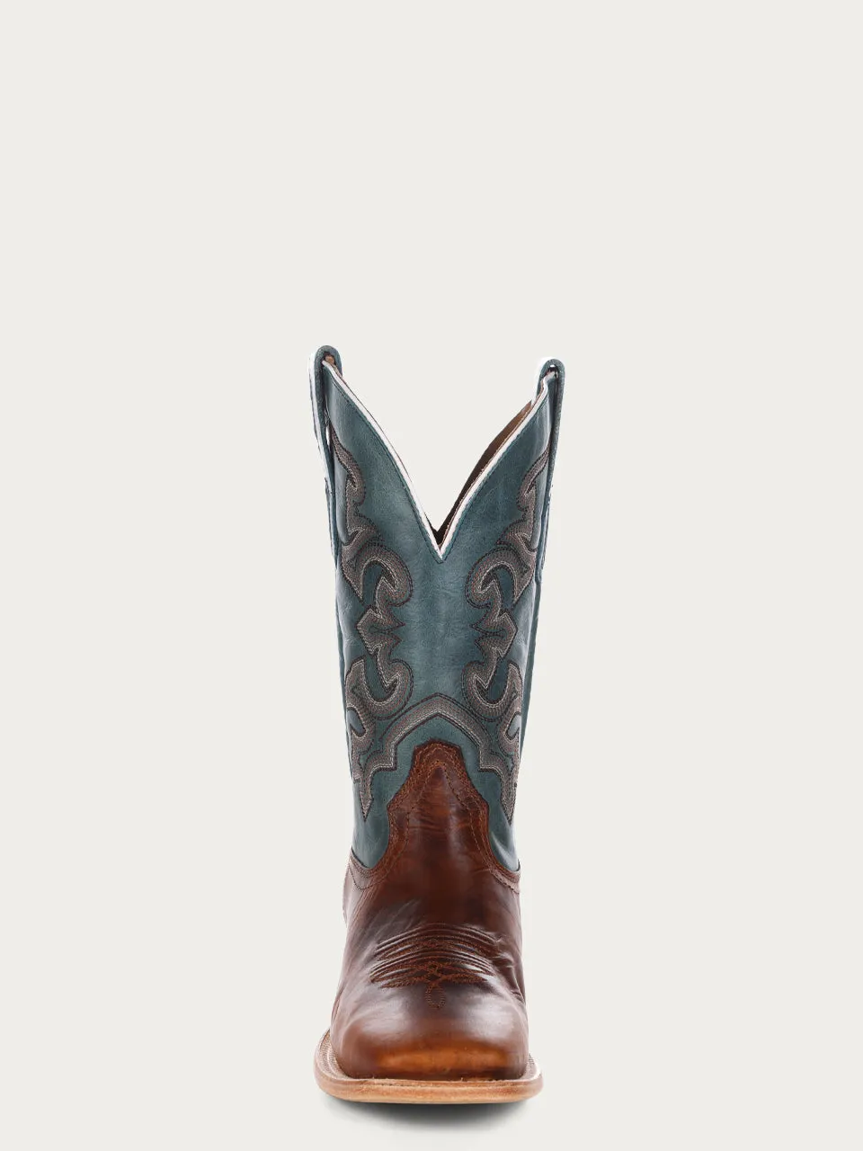 A4262 - MEN'S BLUE AND HONEY EMBROIDERY WIDE SQUARE TOE RODEO COWBOY BOOT