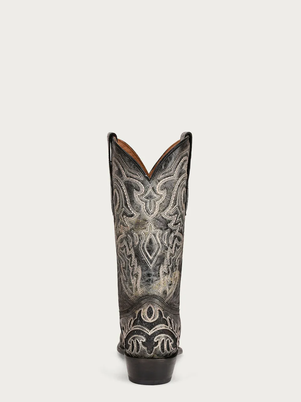 A4351 - MEN'S EMBROIDERY GENUINE BLACK PYTHON INLAY SNIP TOE COWBOY BOOT