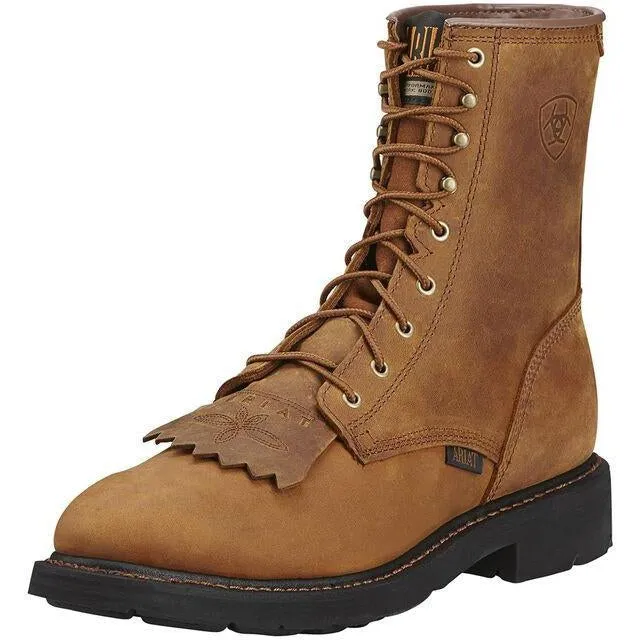 Ariat Men's Cascade 8" Soft Toe Lace Up Western Work Boot- Aged Bark- 10002418