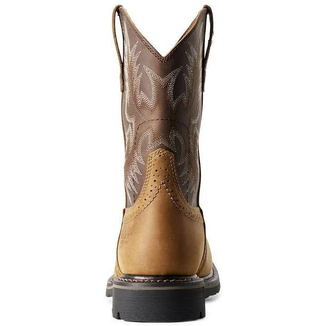 Ariat Men's Sierra 10" Wide Square Steel Toe Western Work Boot- Bark- 10010134