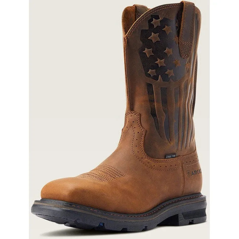 Ariat Men's Sierra Shock Shield Patriot ST Western Work Boot -Brown- 10044426