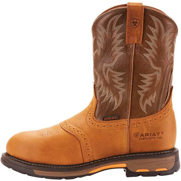 Ariat Men's WorkHog Pull-On Ct 10" Comp Toe Western Work Boot- Bark - 10001191