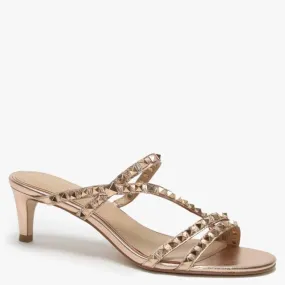 'Ash' Studded Rose Gold Kitten Heel Sandal