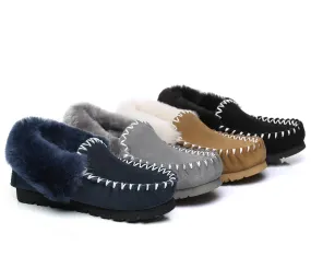 AUSTRALIAN SHEPHERD® UGG Men Sheepskin Wool Ankle Slippers Popo Moccasins Big Size