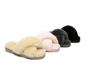 AUSTRALIAN SHEPHERD® UGG Women Crossover Fluffy Slides Leanna