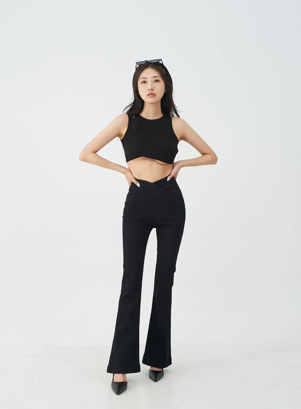 Banded Boot-Cut Highwaisted Pants IJ23