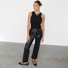 Black Vegan Leather Trouser - Petite