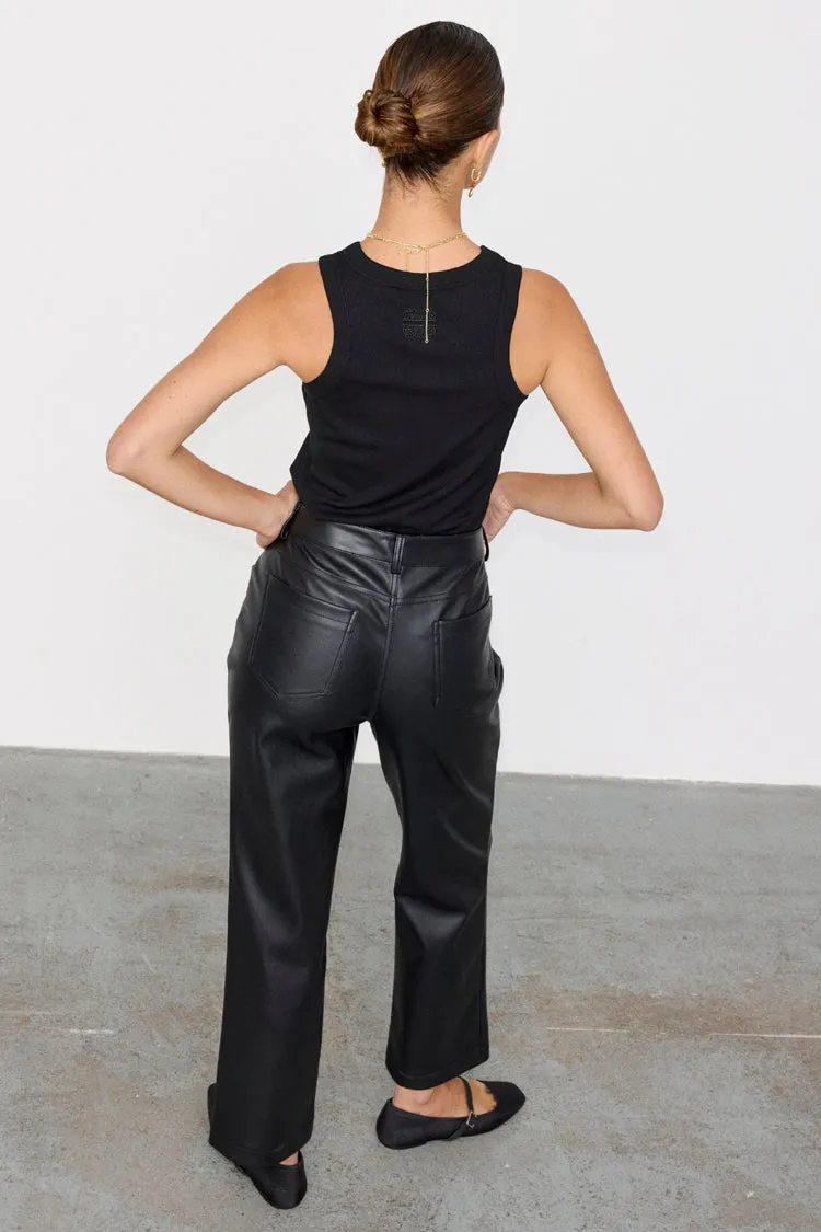 Black Vegan Leather Trouser - Petite