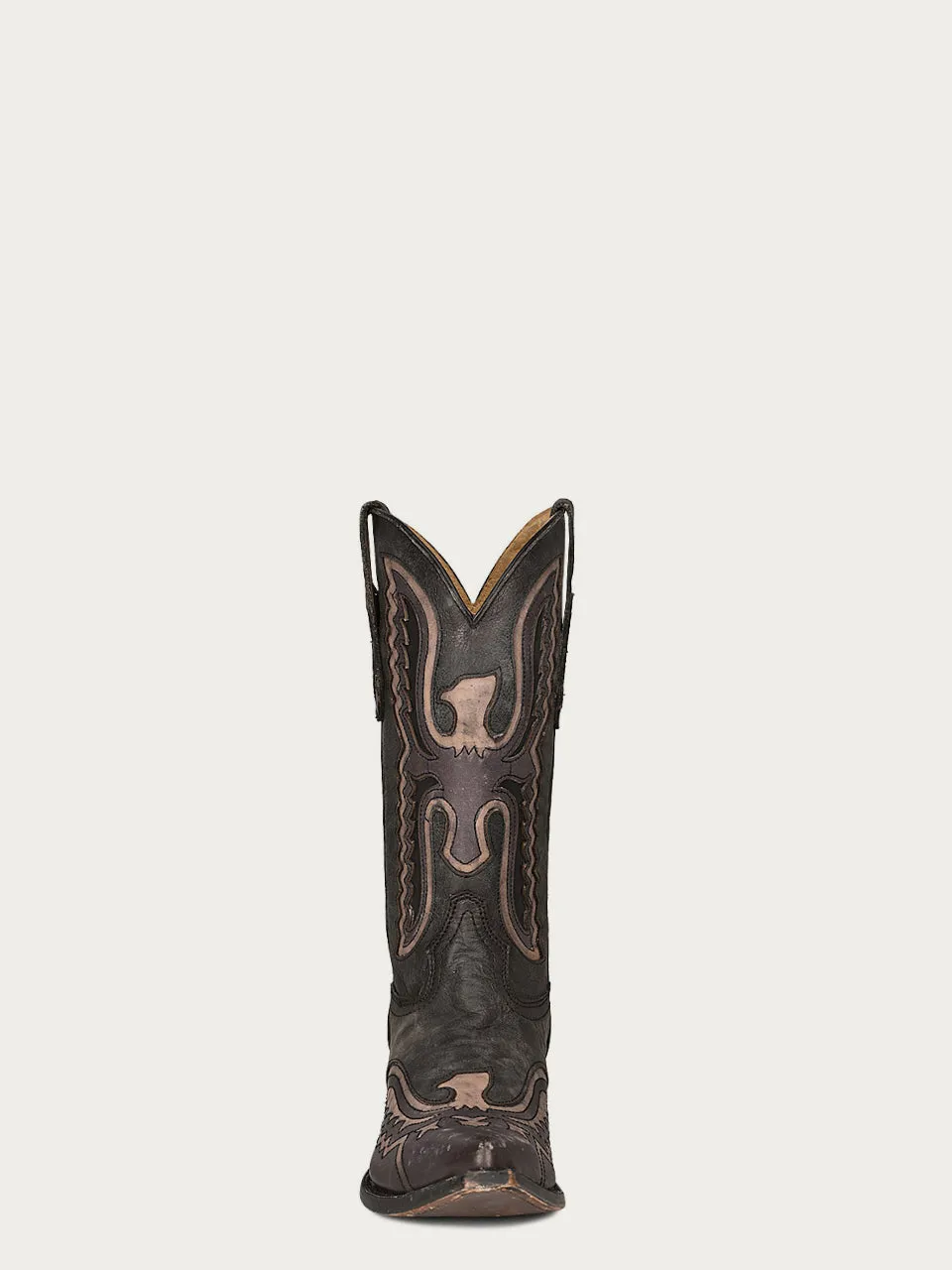 C3988 - MEN'S GLOW IN THE DARK BLACK EAGLE OVERLAY AND WING TIP SNIP TOE COWBOY BOOT