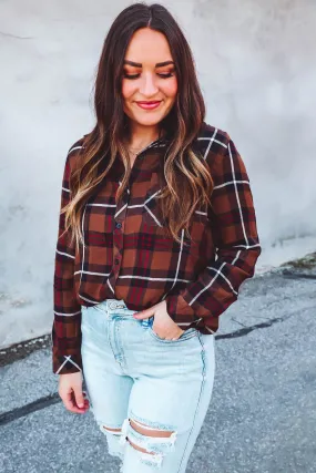 Charley Plaid Top-Brown