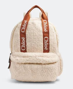 Chloe Backpack Logo Straps Cream Beige