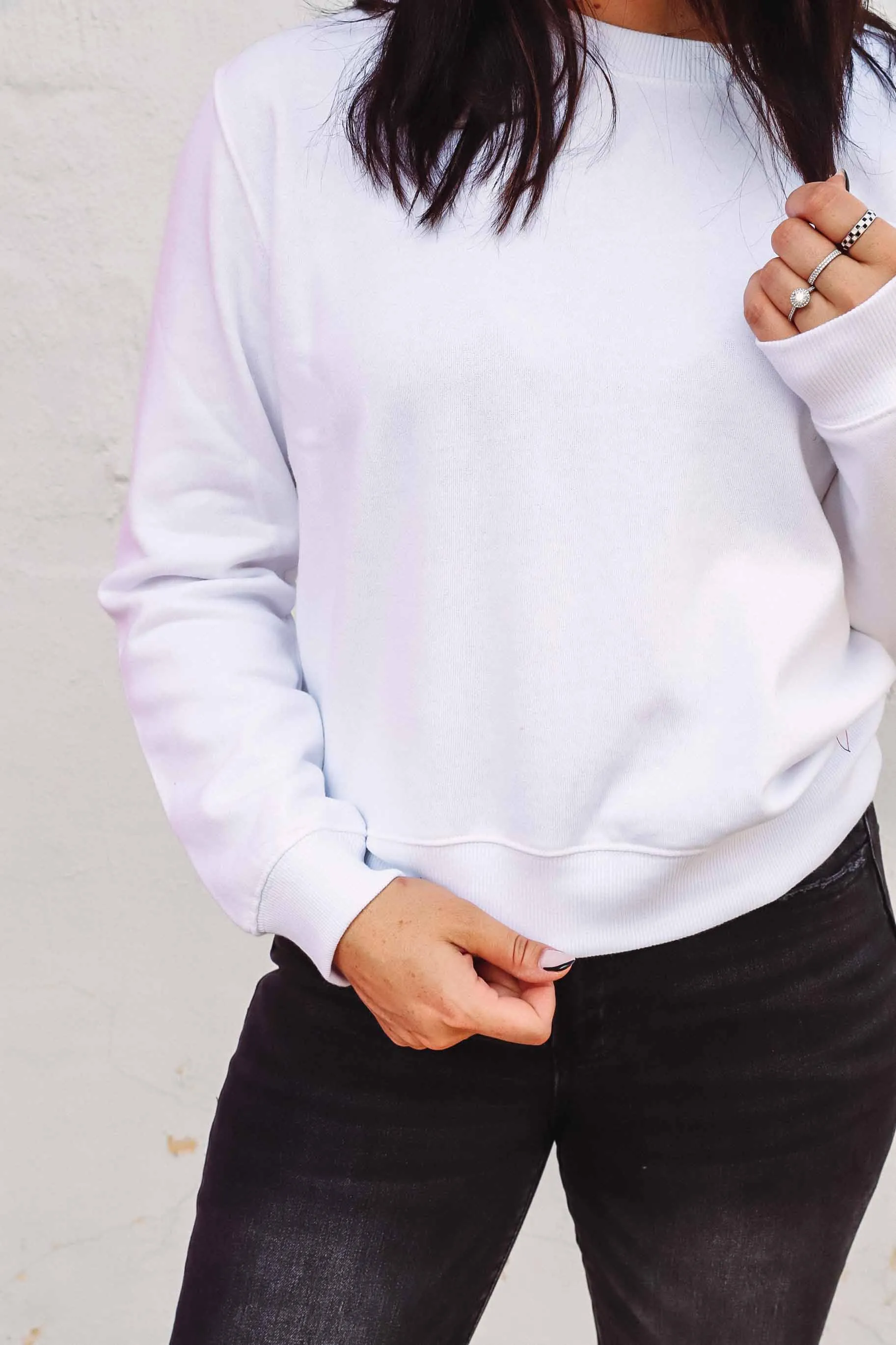 Classic Crew Fleece Sweatshirt-White-Z Supply