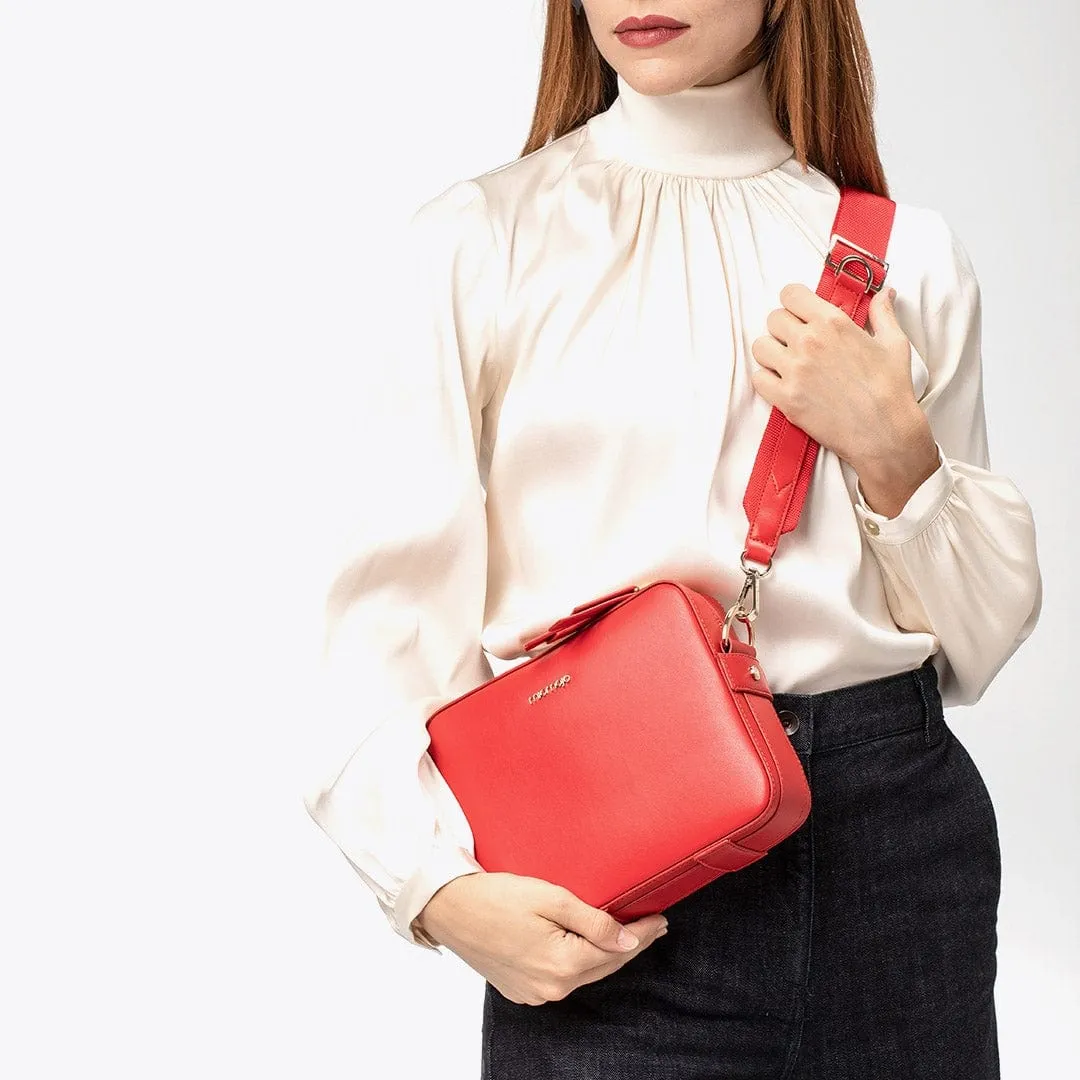 Dalila Apple Leather Vegan Crossbody Bag | Red