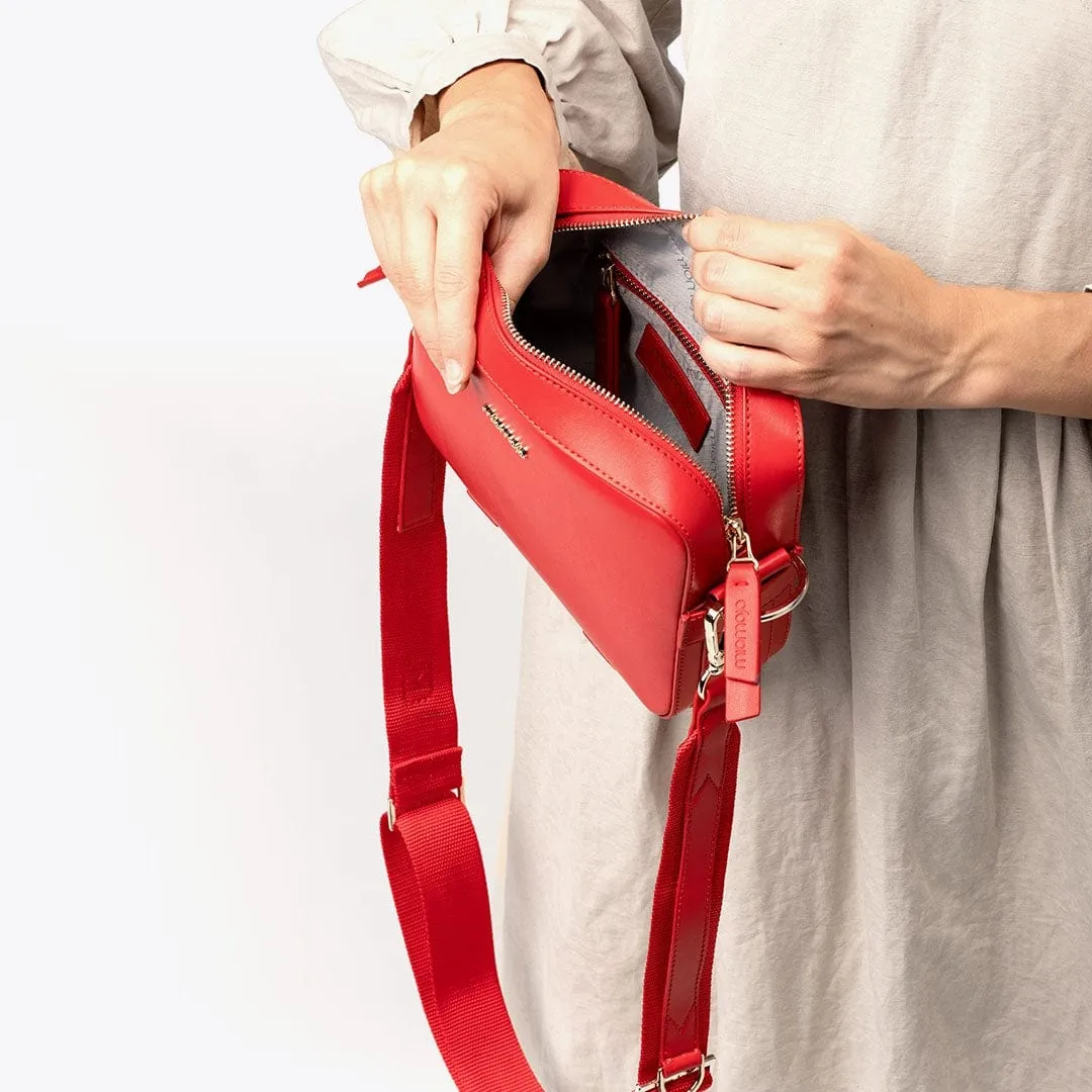 Dalila Apple Leather Vegan Crossbody Bag | Red