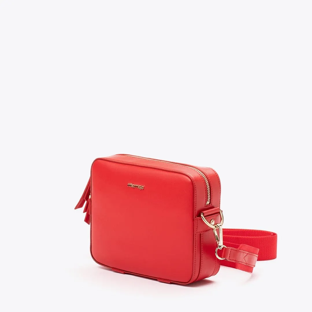 Dalila Apple Leather Vegan Crossbody Bag | Red