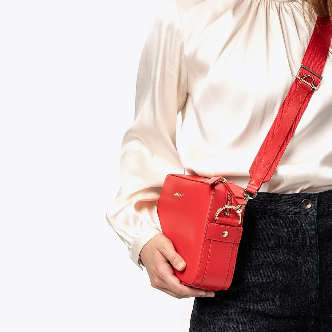 Dalila Apple Leather Vegan Crossbody Bag | Red