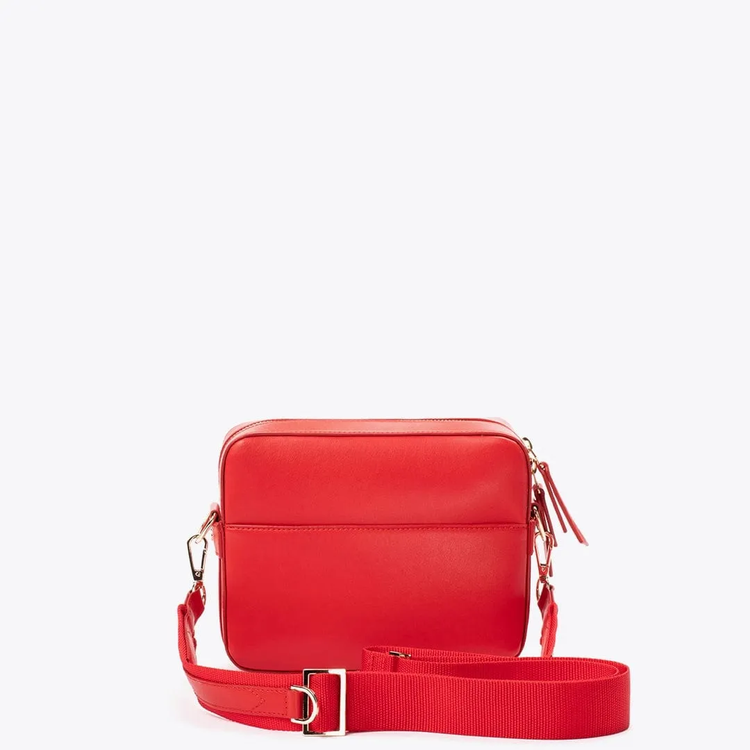 Dalila Apple Leather Vegan Crossbody Bag | Red