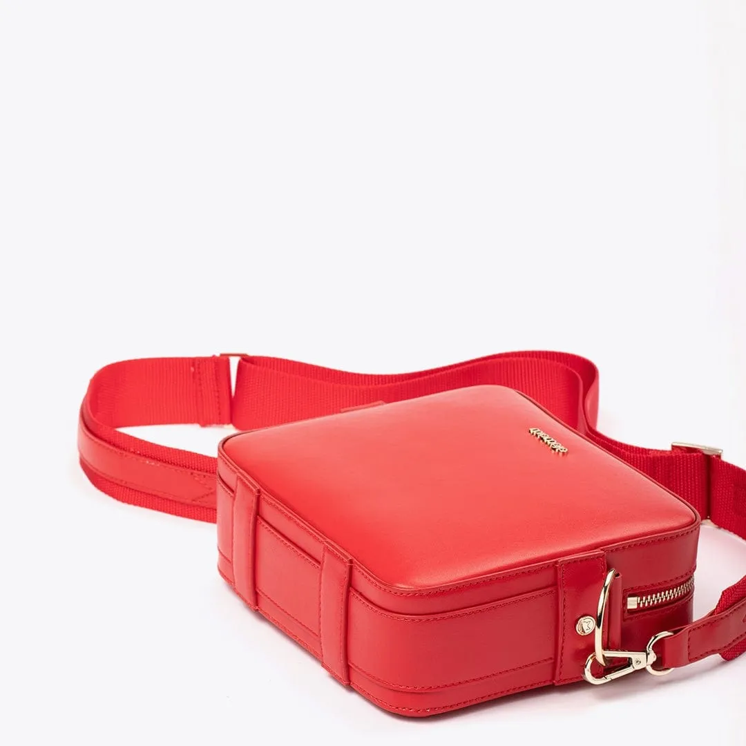 Dalila Apple Leather Vegan Crossbody Bag | Red