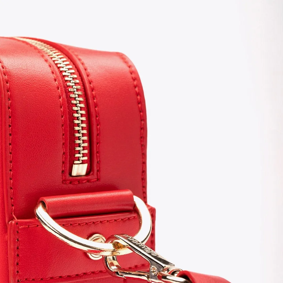 Dalila Apple Leather Vegan Crossbody Bag | Red