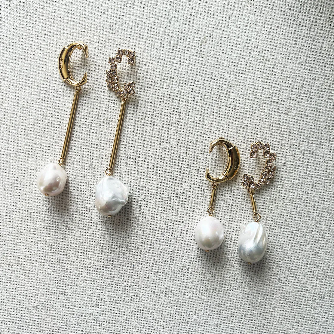 Darcey Earrings, Crystal and Pearl