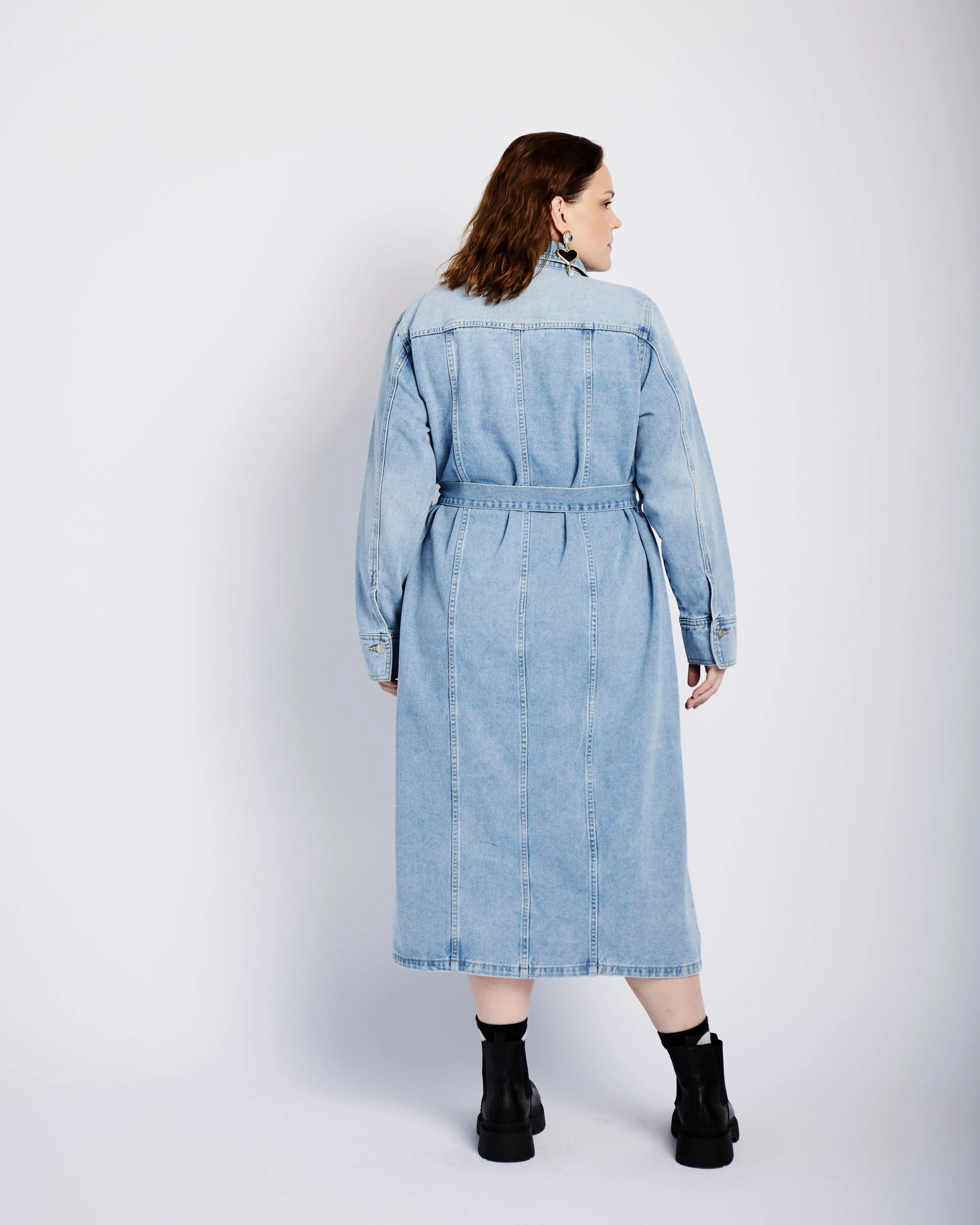 Denim Shirt Dress in Denim