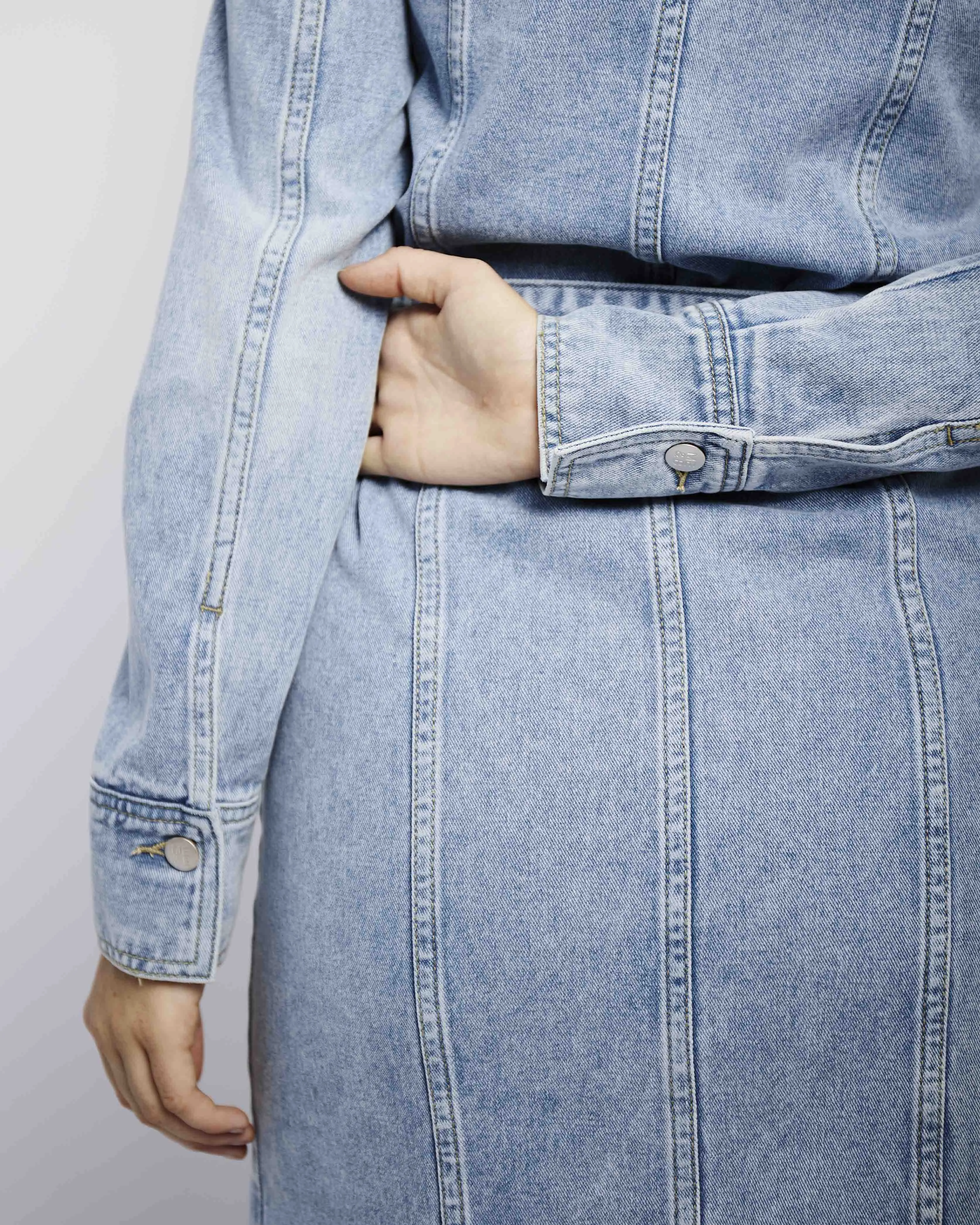 Denim Shirt Dress in Denim