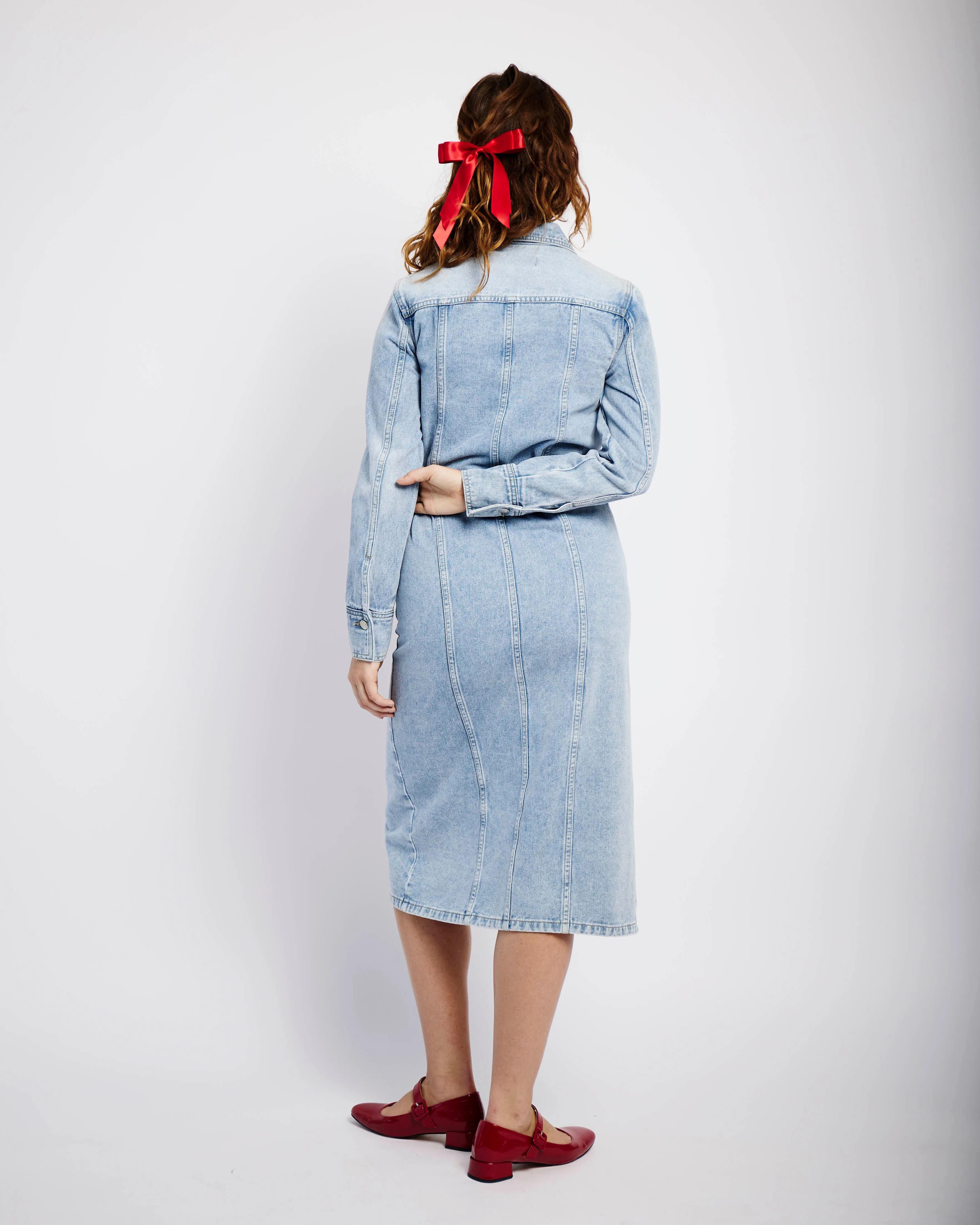 Denim Shirt Dress in Denim