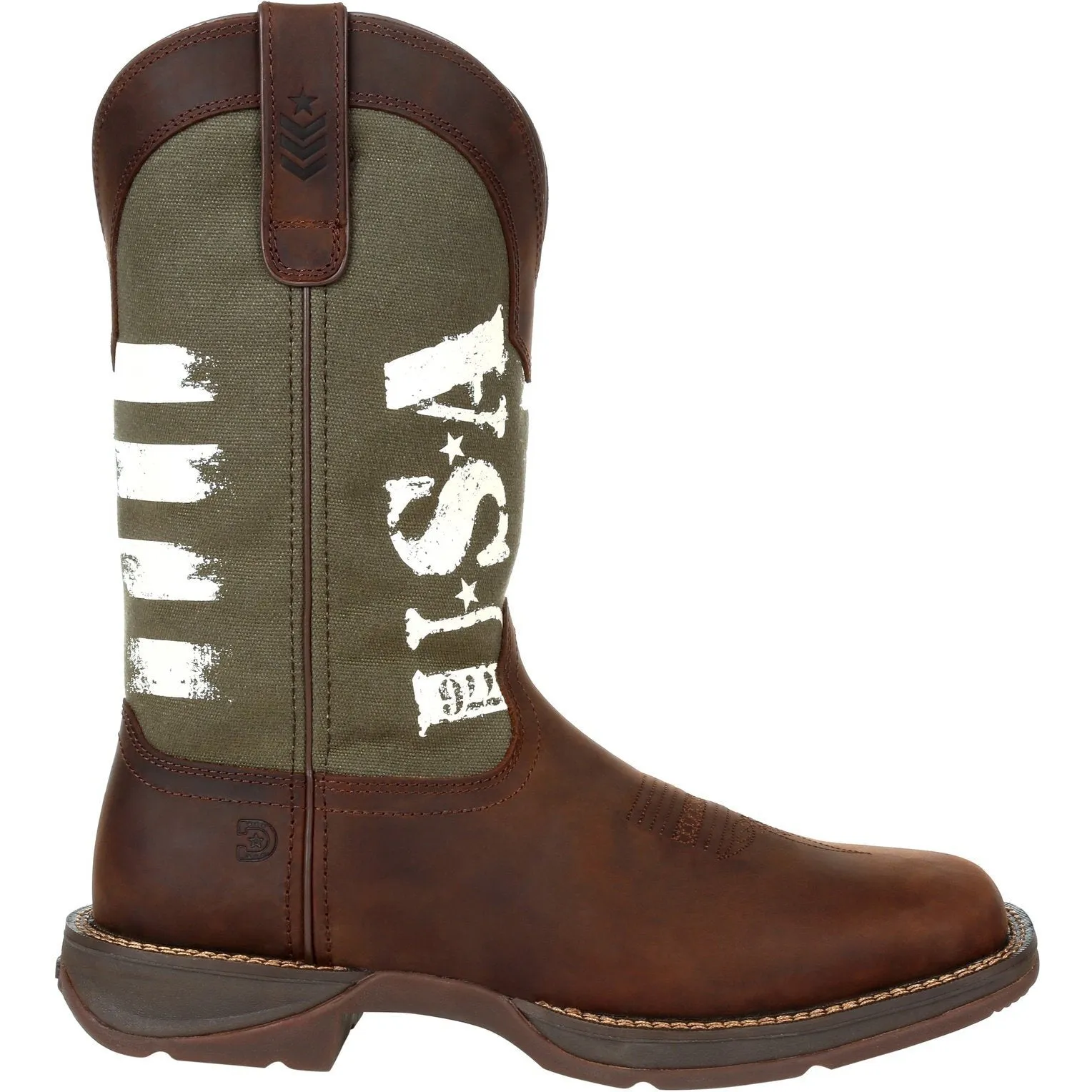 Durango Men's Rebel Army Green USA Print 12" Square Toe Western Boot