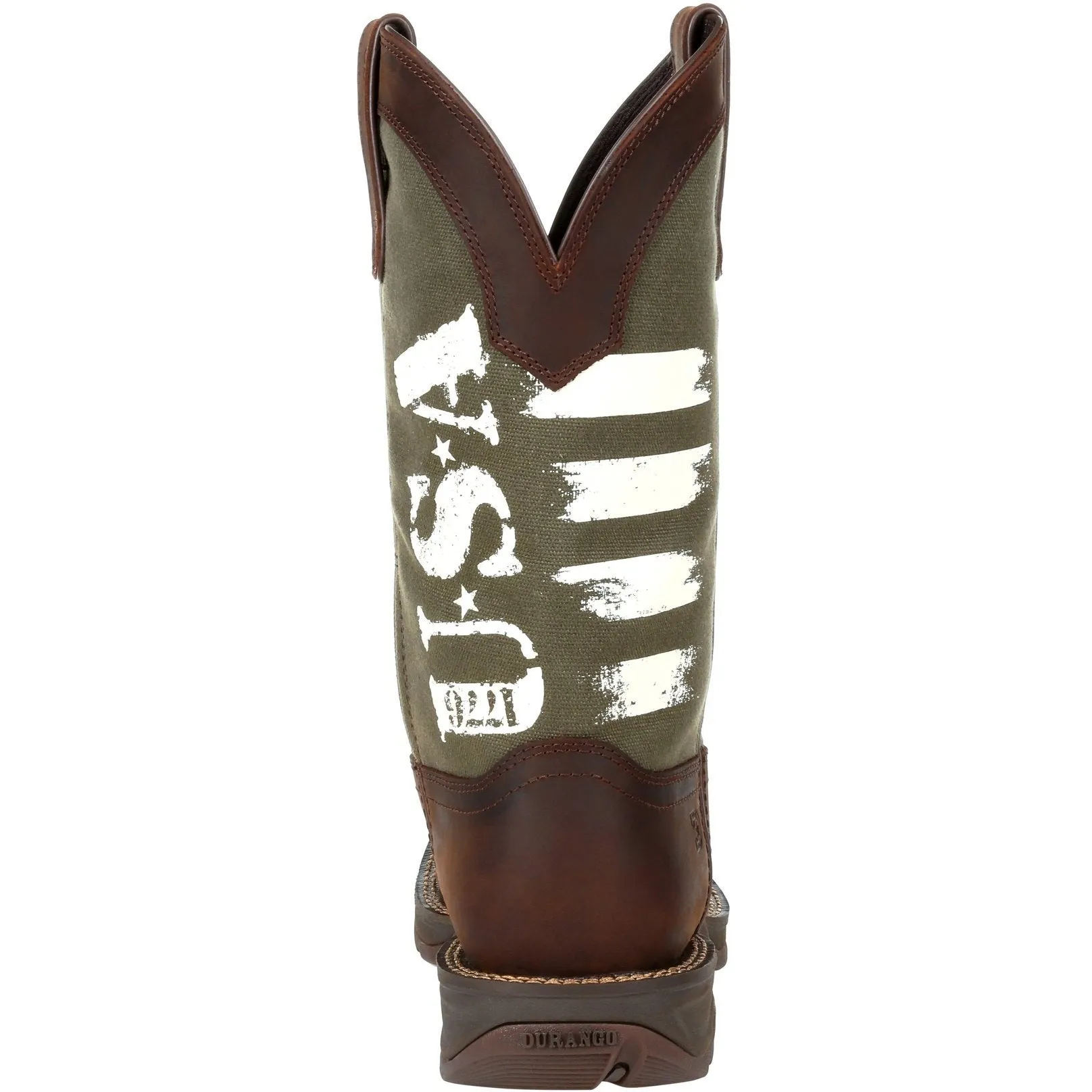 Durango Men's Rebel Army Green USA Print 12" Square Toe Western Boot