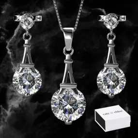 Isla Ethereal 18k White Gold Plated Necklace and Earrings Jewelry Set