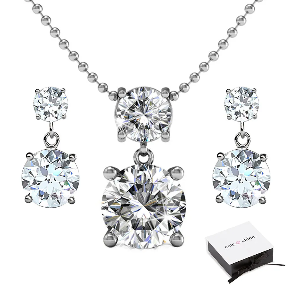 Jasmine ”Immortal” 18k White Gold Plated Swarovski Necklace and Earrings Jewelry Set