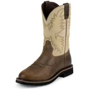 Justin Men's (SE4660) Stampede Work Boot 11" Sawdust w/ Brown Round Toe Pull-On