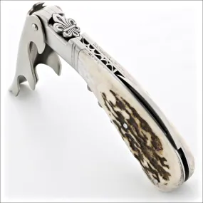 Laguiole Magnum Corkscrew Deco Fleur de Lys - Deer Stag