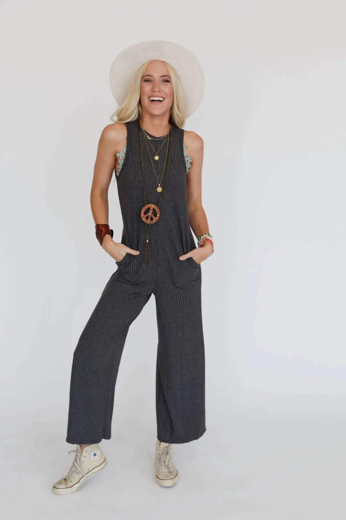 Lemmie Wide Leg Jumpsuit - Charcoal