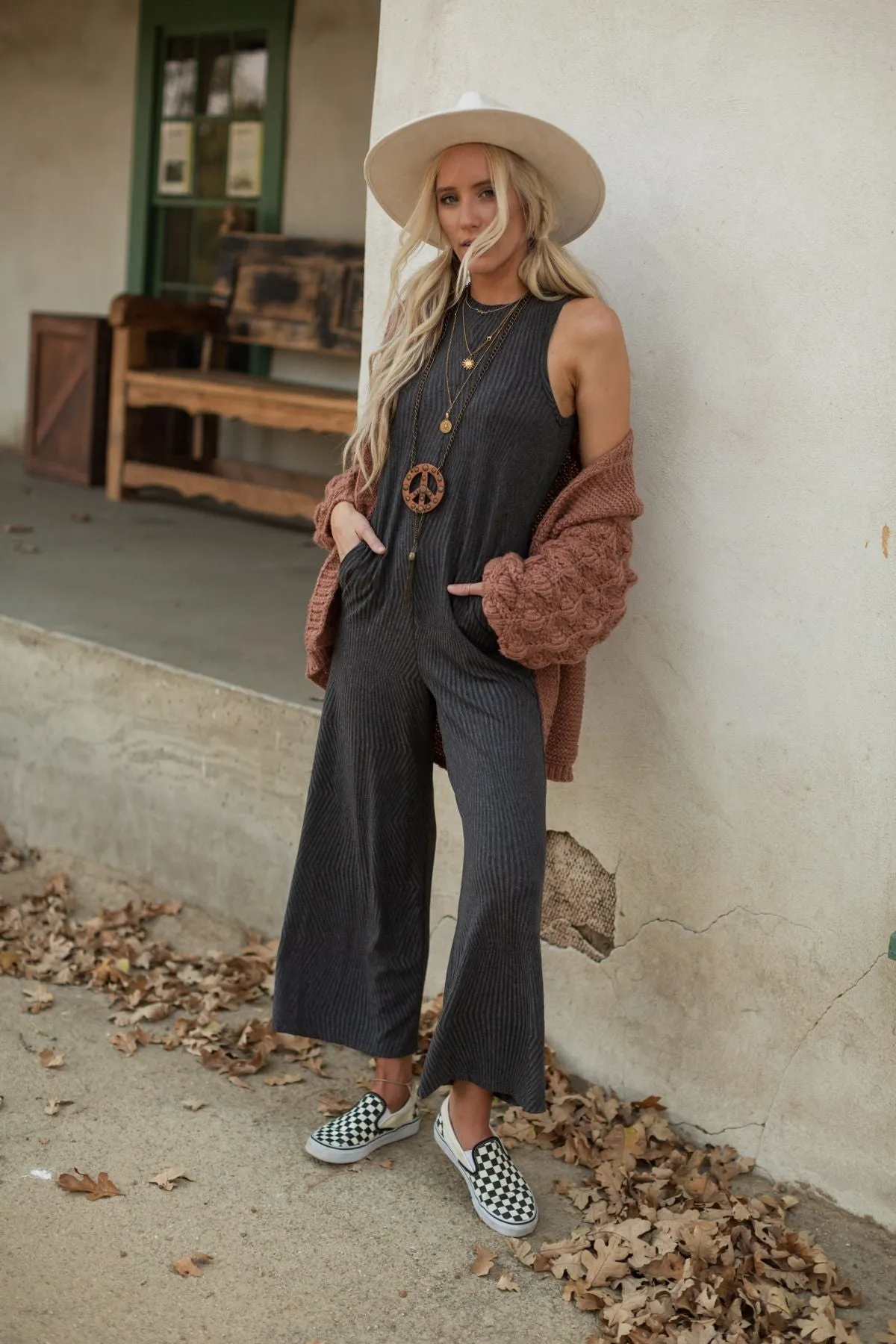 Lemmie Wide Leg Jumpsuit - Charcoal