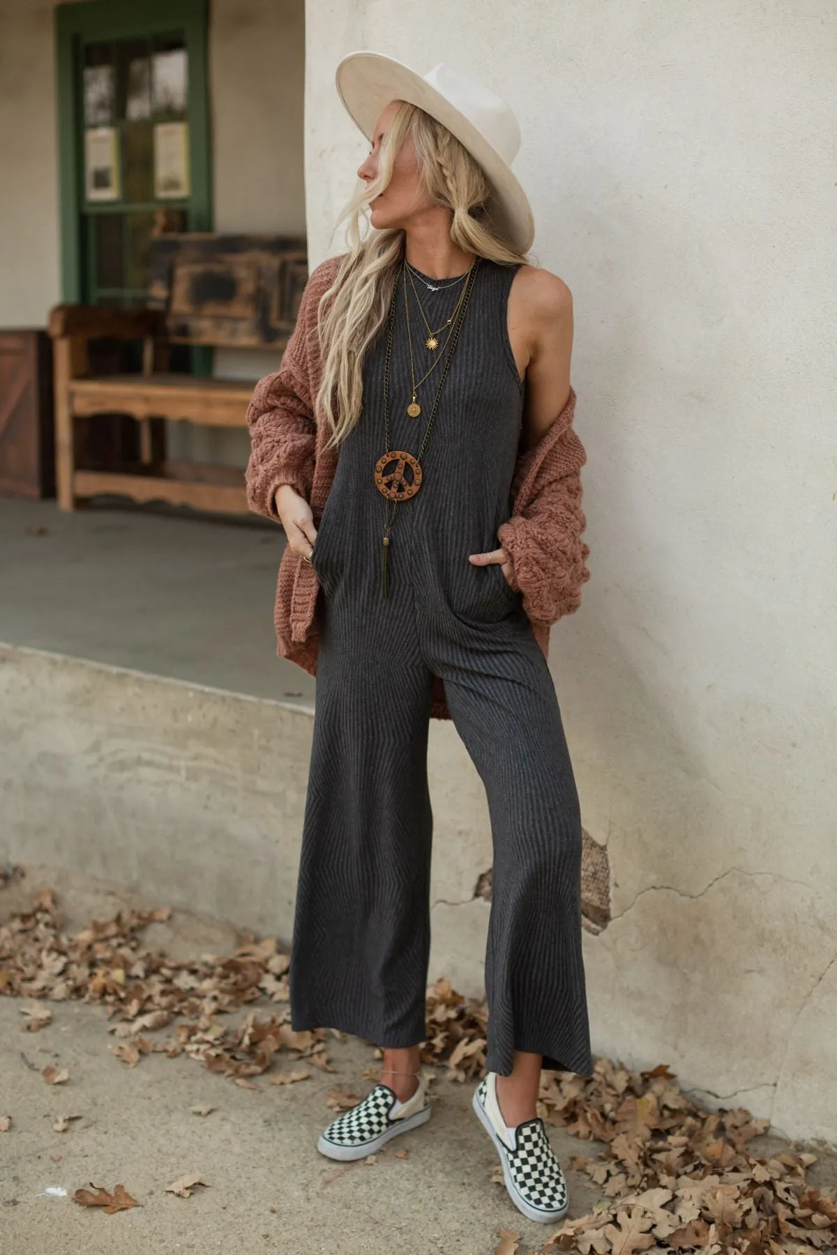 Lemmie Wide Leg Jumpsuit - Charcoal