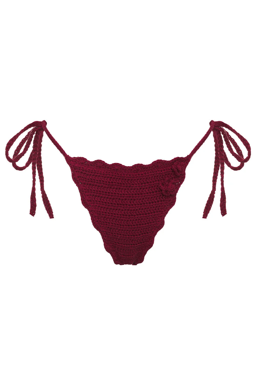 Mackenzie String Crochet Bikini Bottom - Ruby