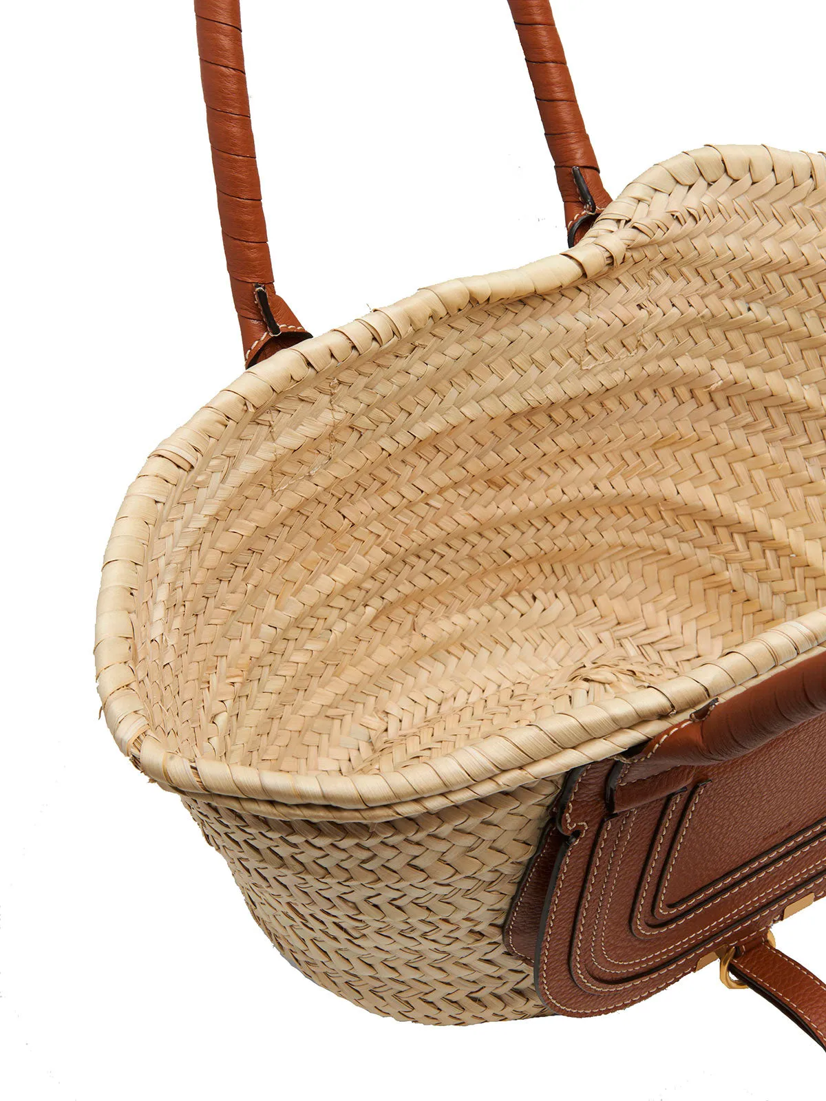 Marcie Raffia Basket Tote, Tan