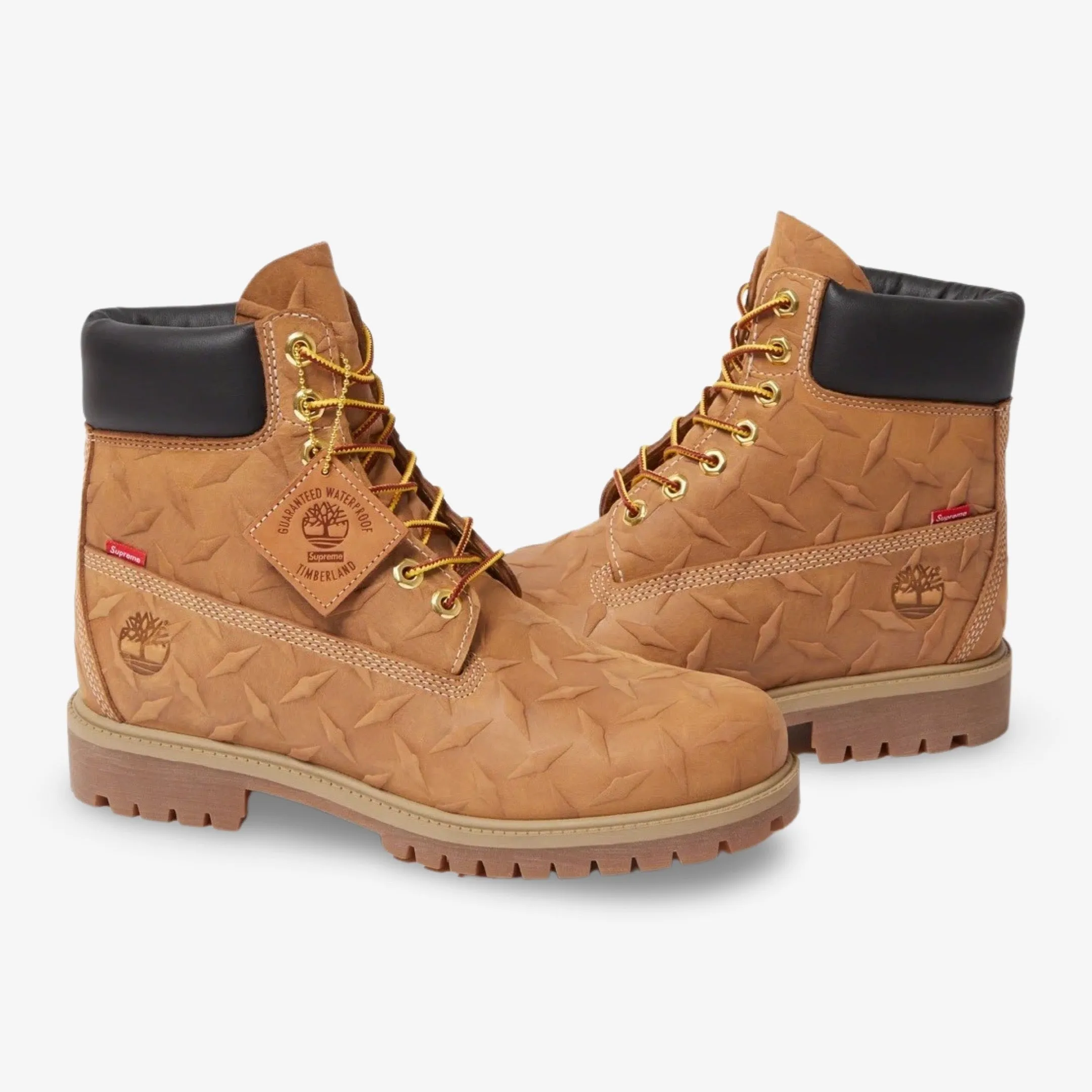 Supreme Collaboration: Mens Timberland Diamond Plate Wheat Waterproof Boot (2023)