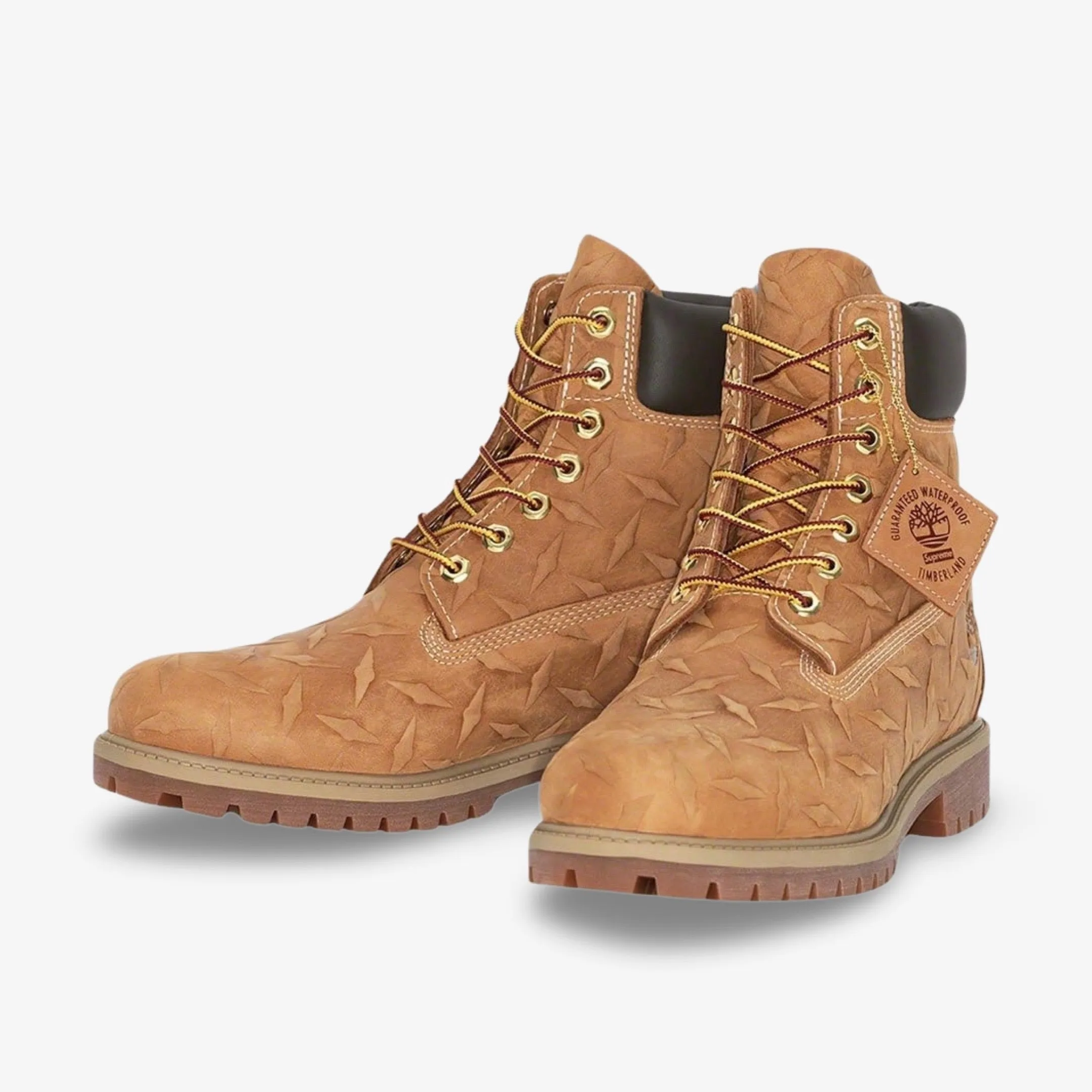 Supreme Collaboration: Mens Timberland Diamond Plate Wheat Waterproof Boot (2023)