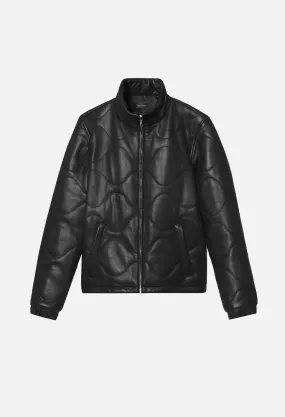 Quilted Leather Puffer Jacket / Black