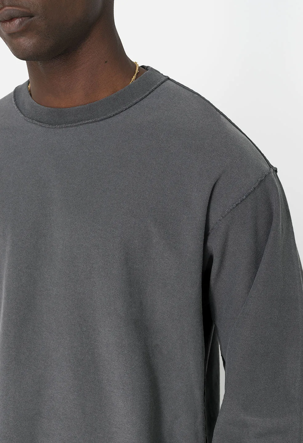 Reversed Cropped LS Tee / Washed Black