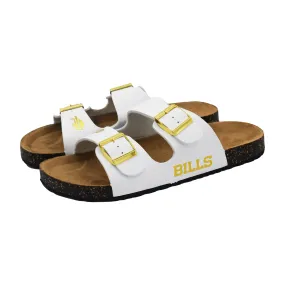 *SALE* Women's Buffalo Bills White And Gold Double Buckle Sandal