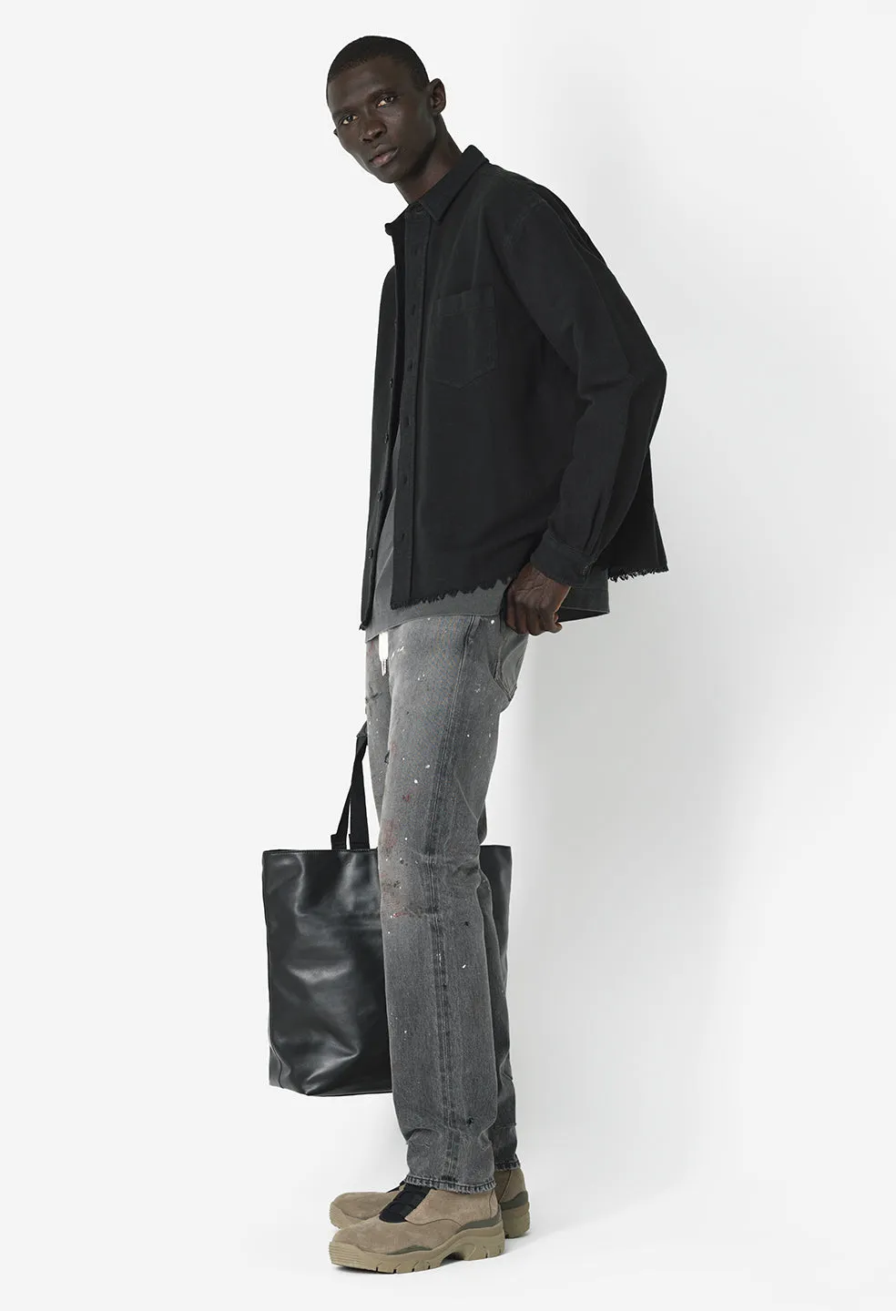 Solid Hemi Oversized Shirt / Black