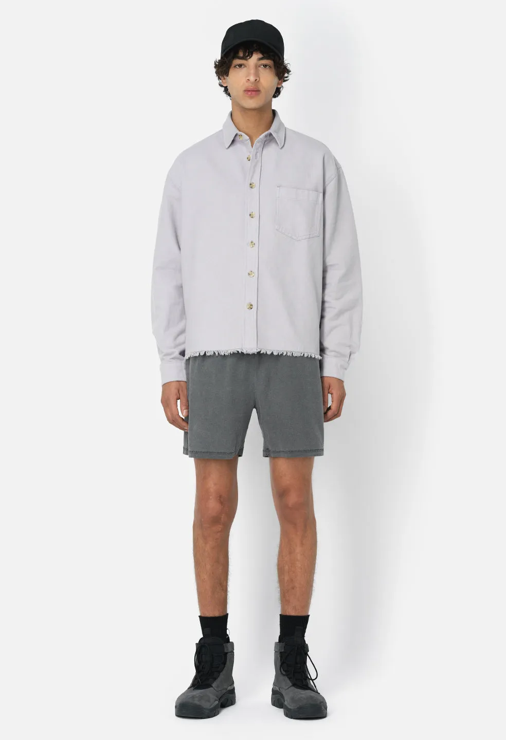 Solid Hemi Oversized Shirt / Lavender