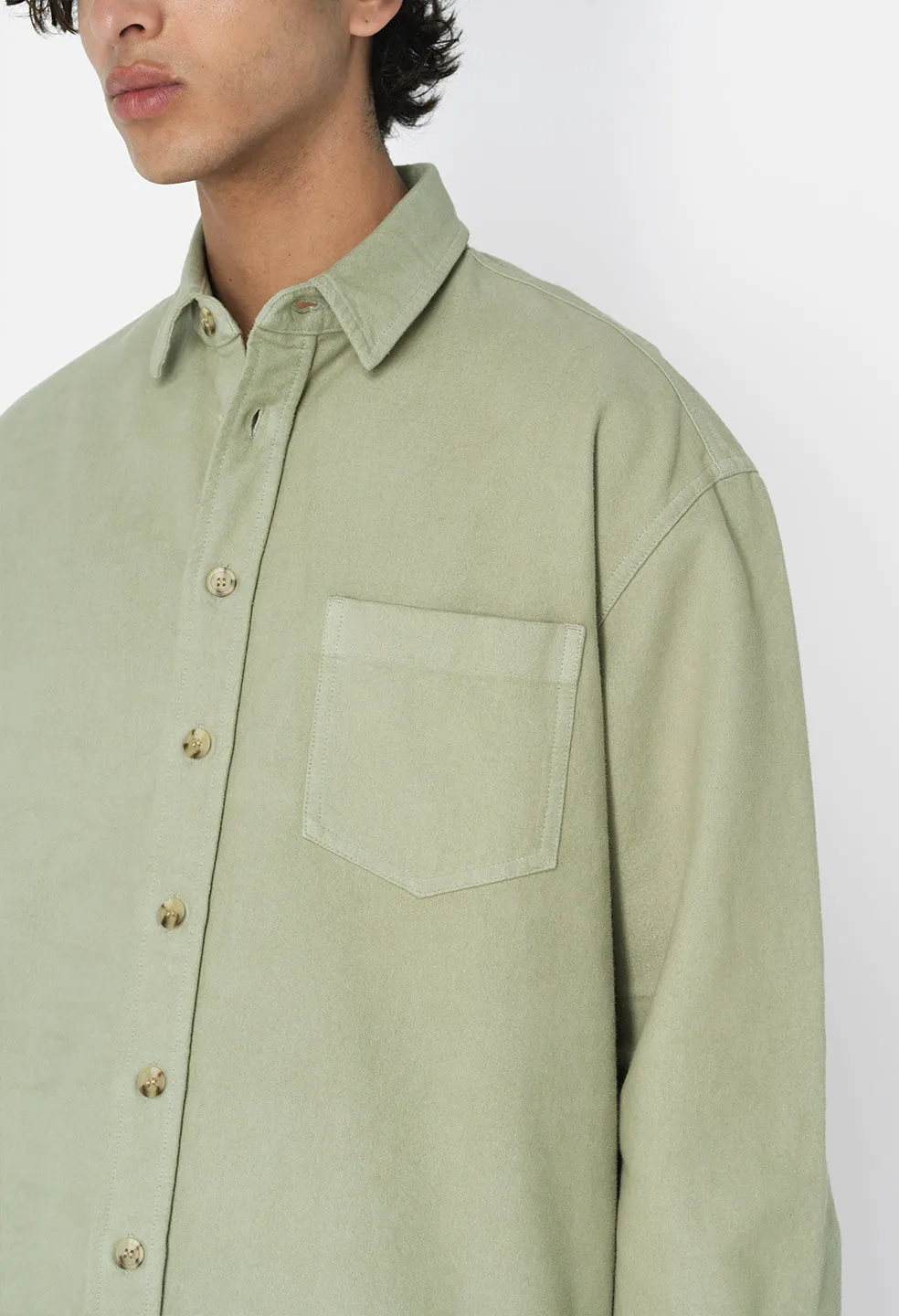 Solid Hemi Oversized Shirt / Moss