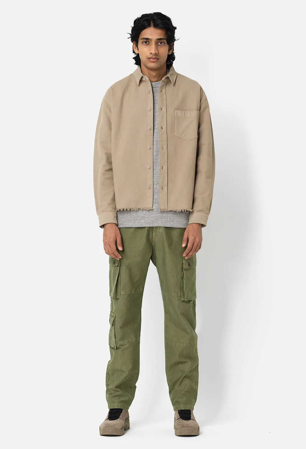 Solid Hemi Oversized Shirt / Tan