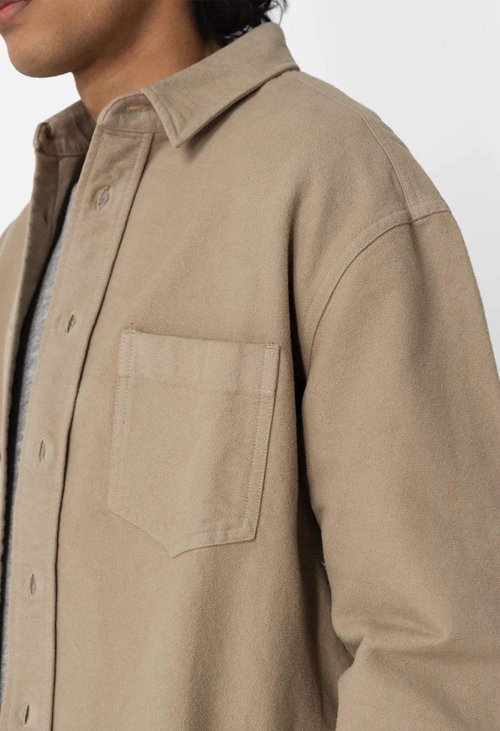 Solid Hemi Oversized Shirt / Tan