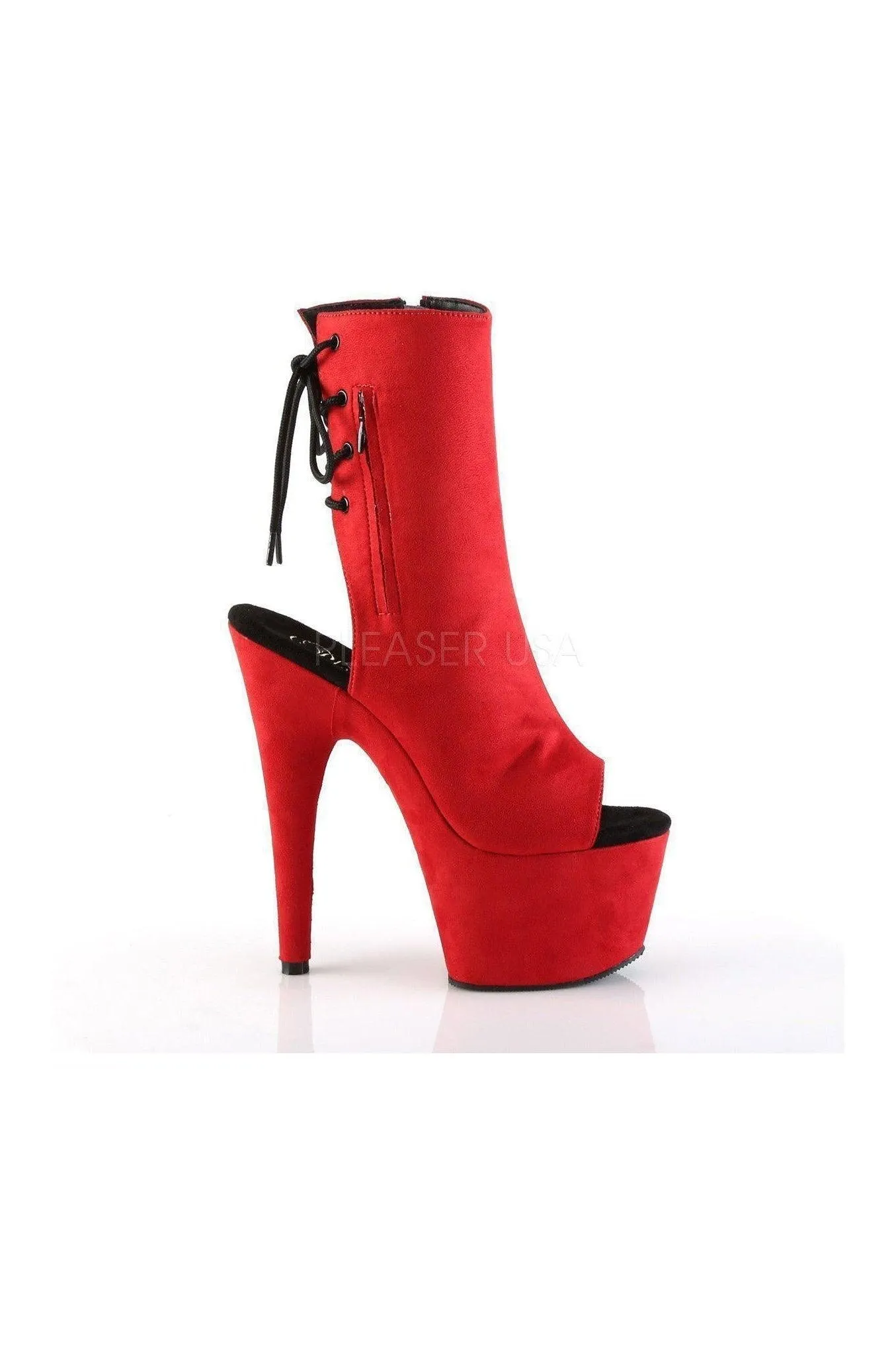 SS-ADORE-1018FS Platform Boot | Red Faux Suede