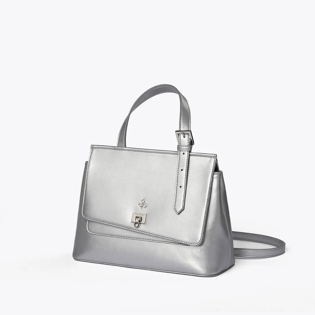 Tecla S Vegan Apple Leather Mini Handbag | Silver